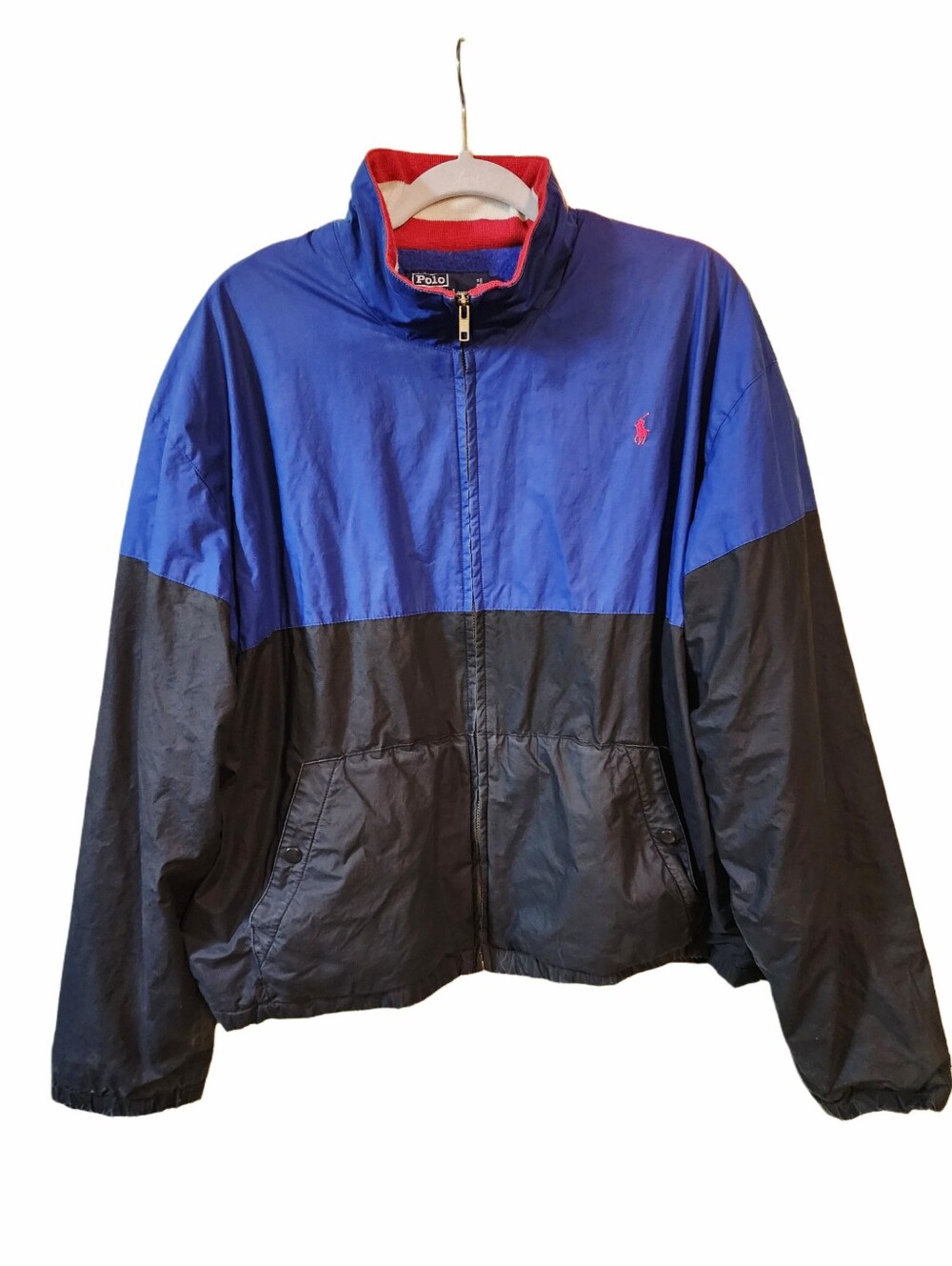 Vintage 90s Polo Ralph Lauren Colorblock Fleece Lined Jacket - Blue & Black
